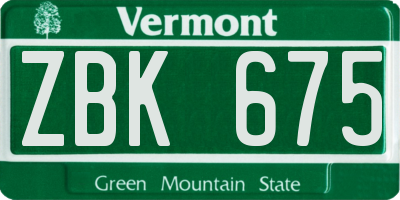 VT license plate ZBK675