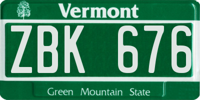 VT license plate ZBK676