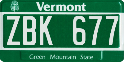 VT license plate ZBK677