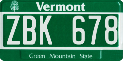 VT license plate ZBK678