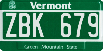 VT license plate ZBK679