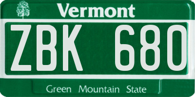 VT license plate ZBK680