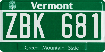 VT license plate ZBK681