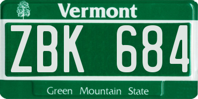 VT license plate ZBK684