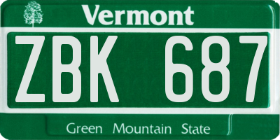VT license plate ZBK687