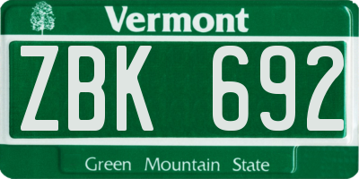 VT license plate ZBK692