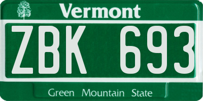 VT license plate ZBK693