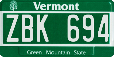 VT license plate ZBK694