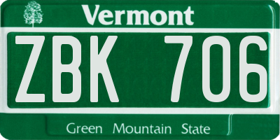 VT license plate ZBK706