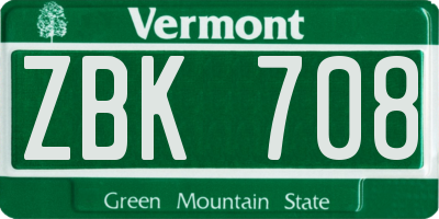 VT license plate ZBK708