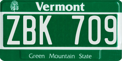VT license plate ZBK709
