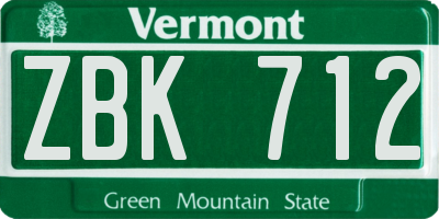 VT license plate ZBK712