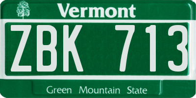 VT license plate ZBK713