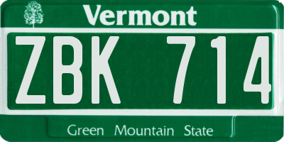 VT license plate ZBK714