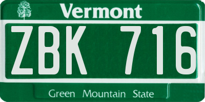 VT license plate ZBK716