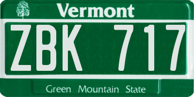 VT license plate ZBK717