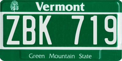 VT license plate ZBK719