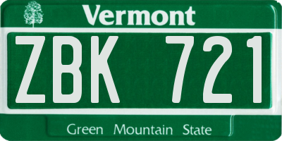 VT license plate ZBK721