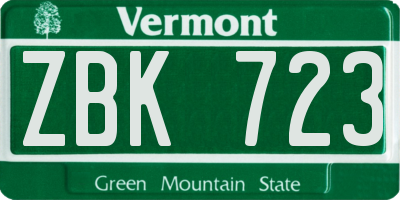 VT license plate ZBK723