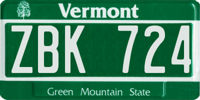 VT license plate ZBK724