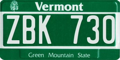 VT license plate ZBK730