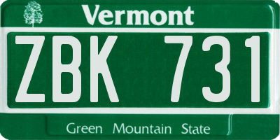 VT license plate ZBK731