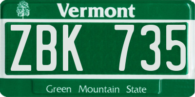 VT license plate ZBK735