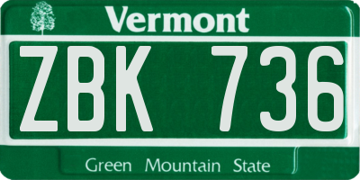 VT license plate ZBK736