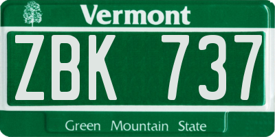 VT license plate ZBK737