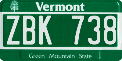 VT license plate ZBK738
