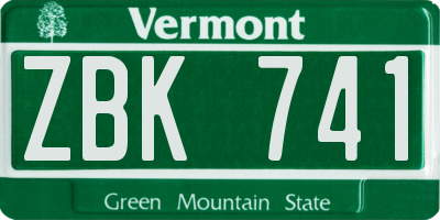 VT license plate ZBK741