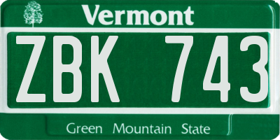 VT license plate ZBK743