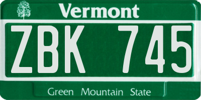 VT license plate ZBK745