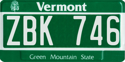 VT license plate ZBK746