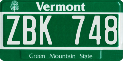 VT license plate ZBK748