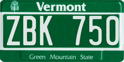 VT license plate ZBK750