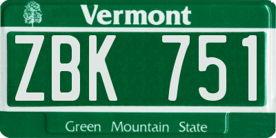 VT license plate ZBK751