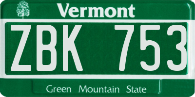 VT license plate ZBK753