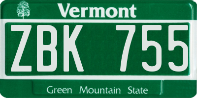 VT license plate ZBK755