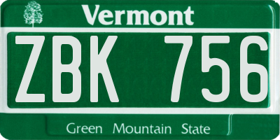 VT license plate ZBK756