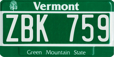 VT license plate ZBK759