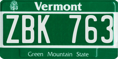 VT license plate ZBK763