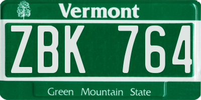 VT license plate ZBK764