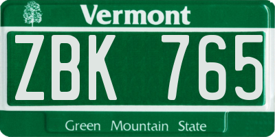 VT license plate ZBK765