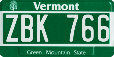 VT license plate ZBK766