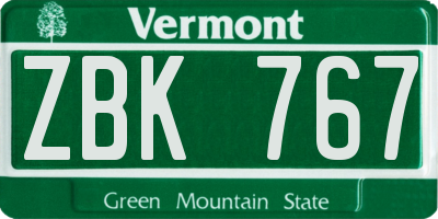 VT license plate ZBK767