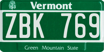 VT license plate ZBK769