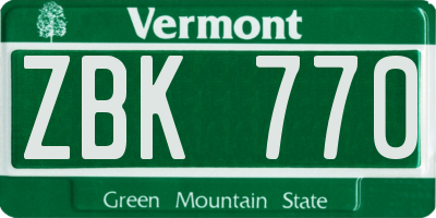 VT license plate ZBK770