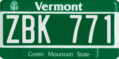 VT license plate ZBK771