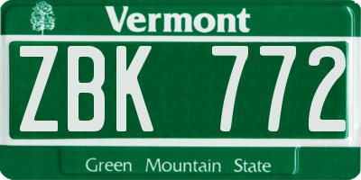 VT license plate ZBK772